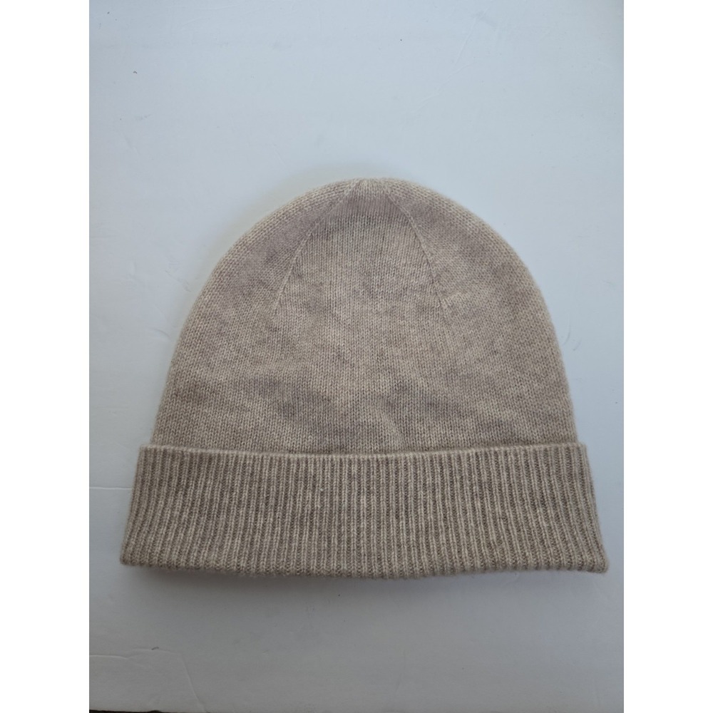 Charter Club Luxury 100% Cashmere Cuffed Beanie CC Pearl Taupe Heather Hat NWT - Picture 7 of 7